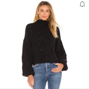 Free People ‘Seasons Change’ black mock neck chunky knit sweater |Size XS